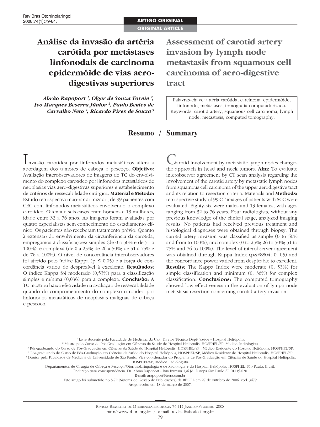 Assessment of Carotid Artery Invasion by Lymph Node Metastasis