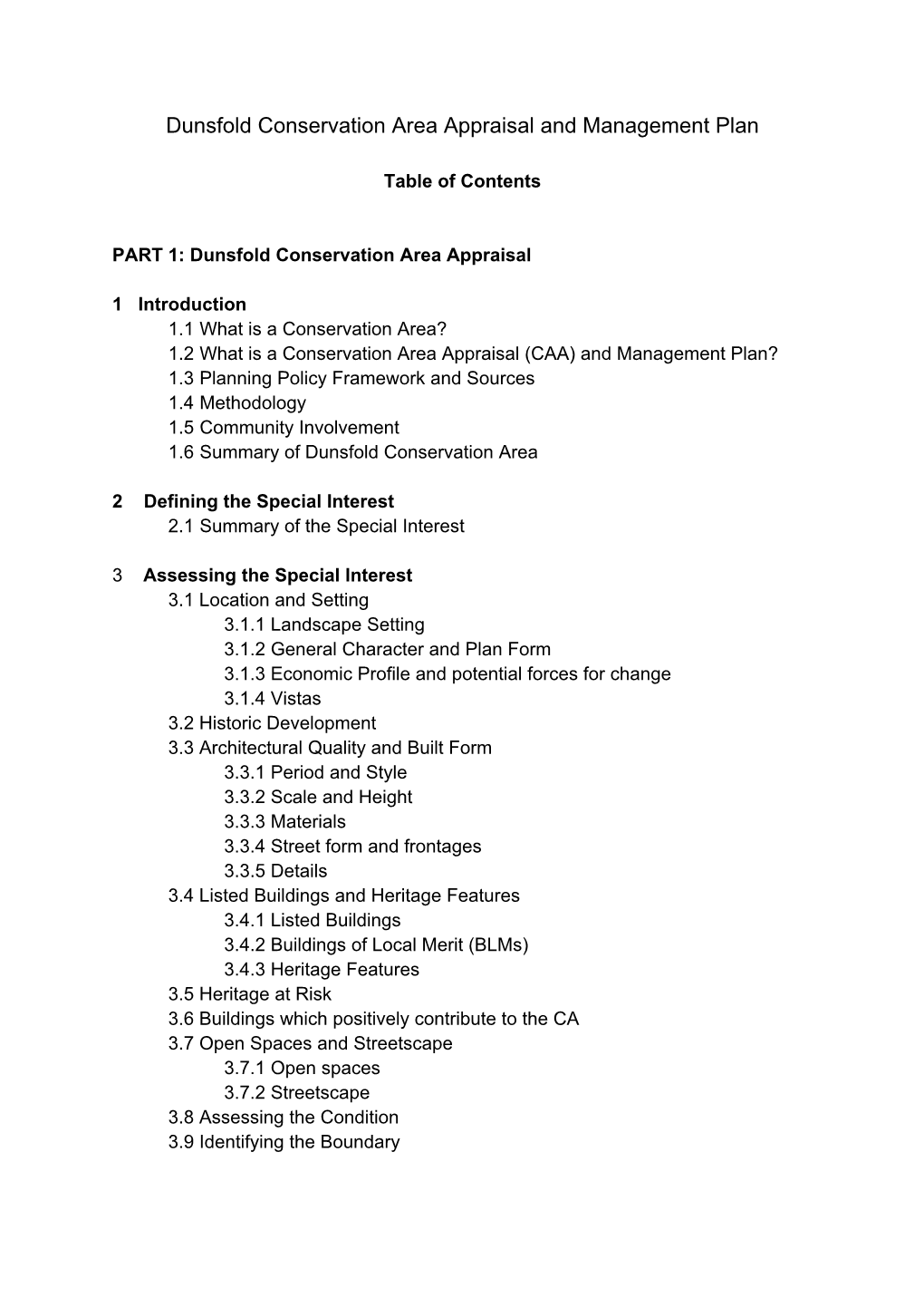 Dunsfold Conservation Area Appraisal and Management Plan
