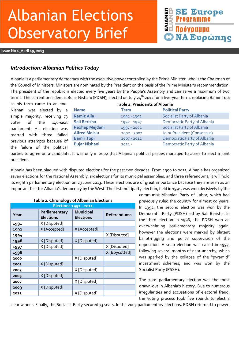 Albanian Elections Observatory – First Draft