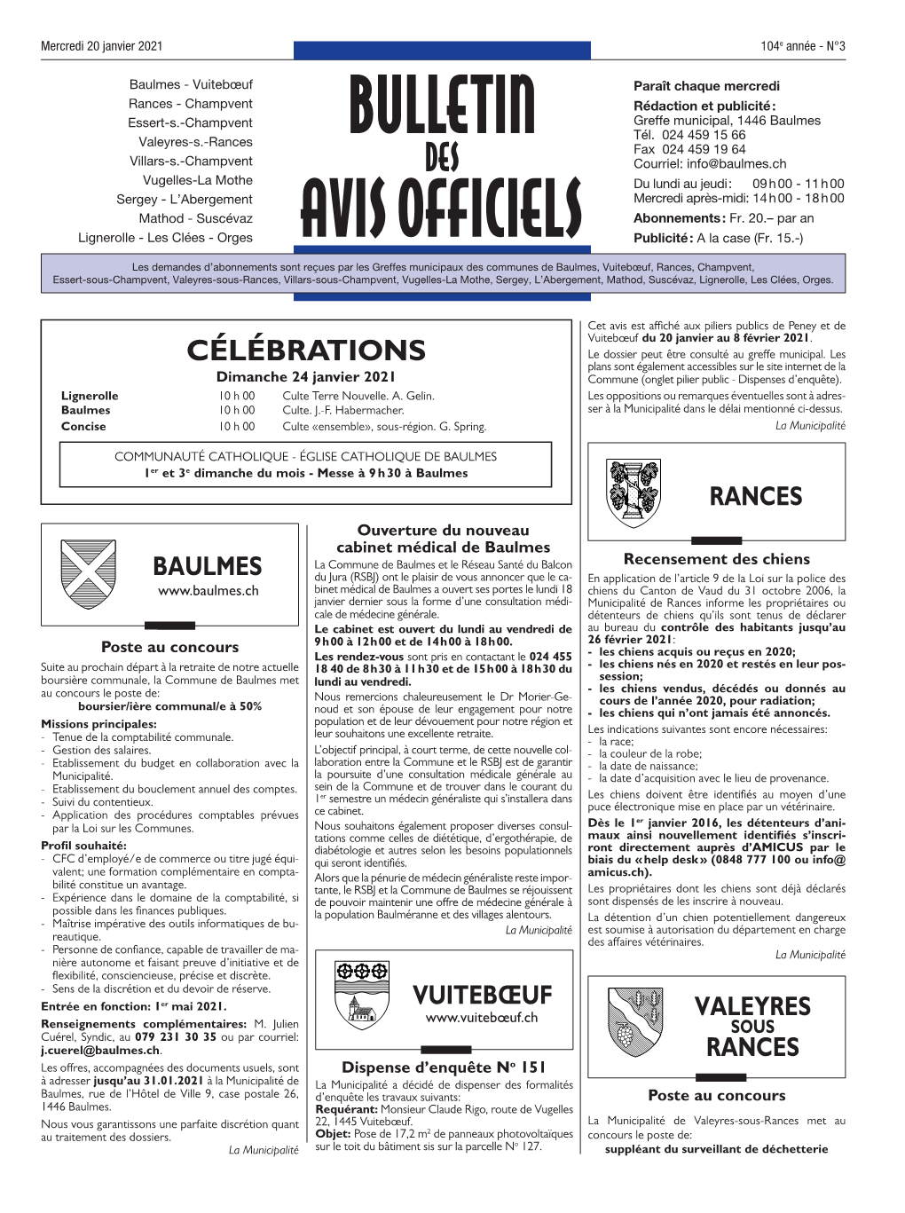 Bulletin Avis Officiels