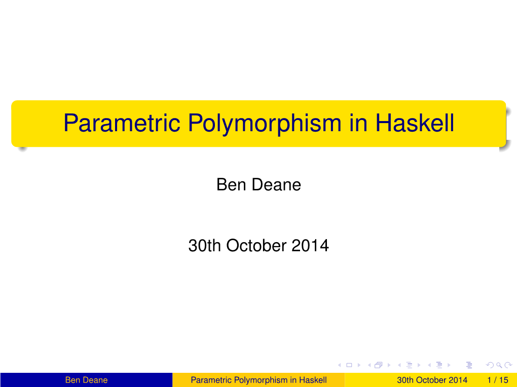 Parametric Polymorphism in Haskell