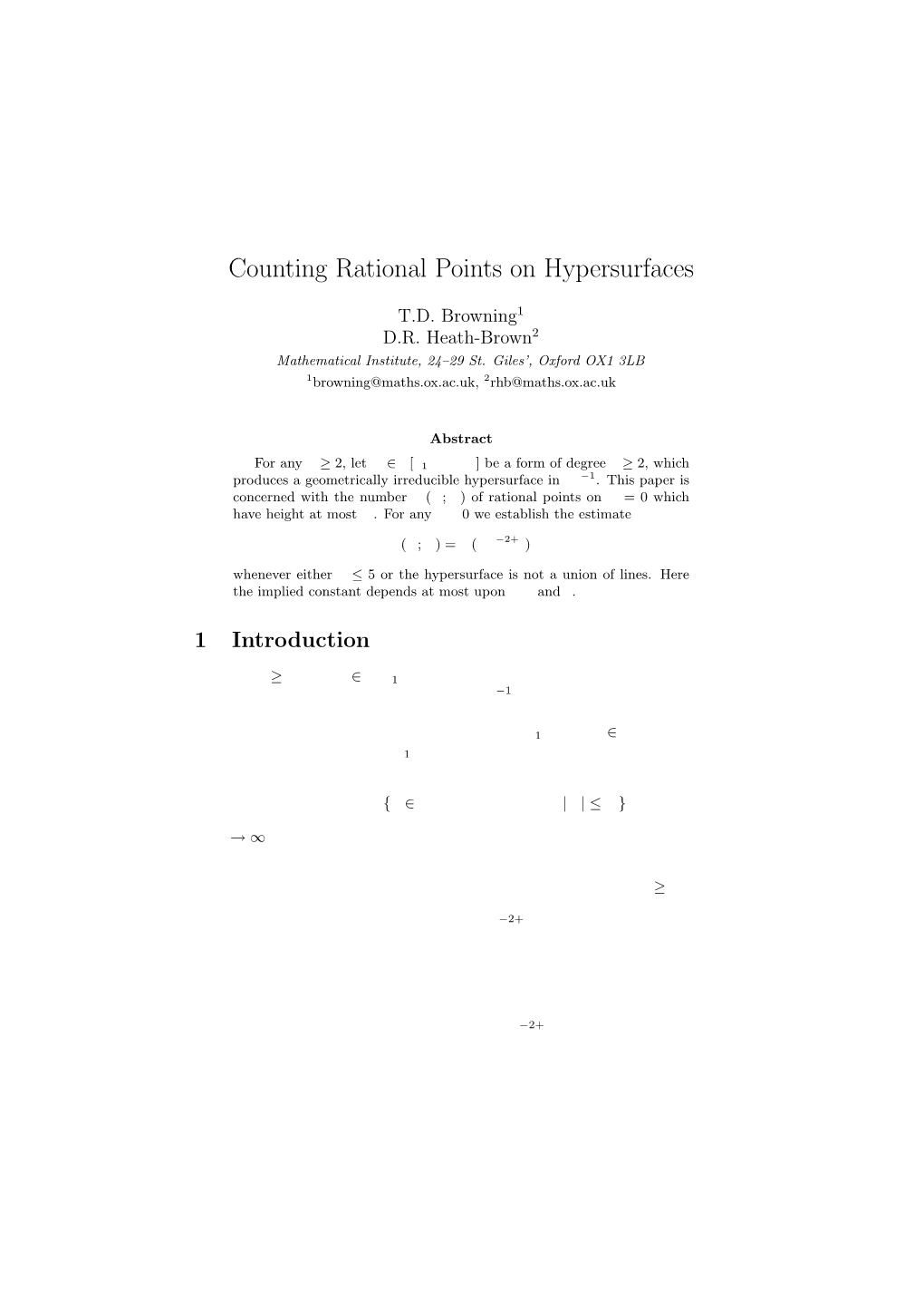Counting Rational Points on Hypersurfaces