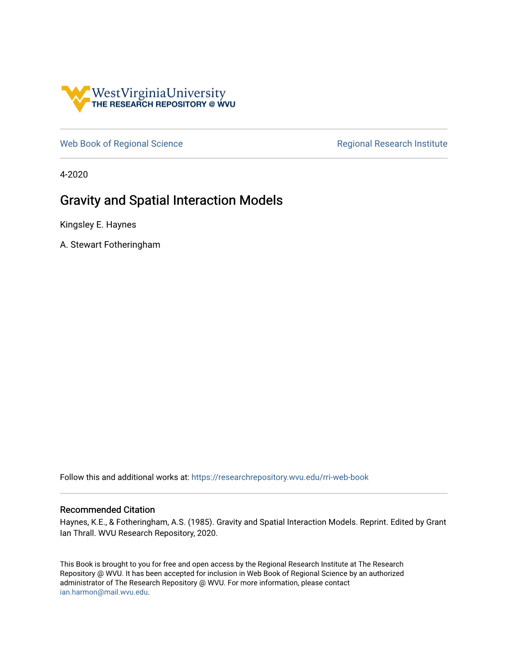 Gravity and Spatial Interaction Models