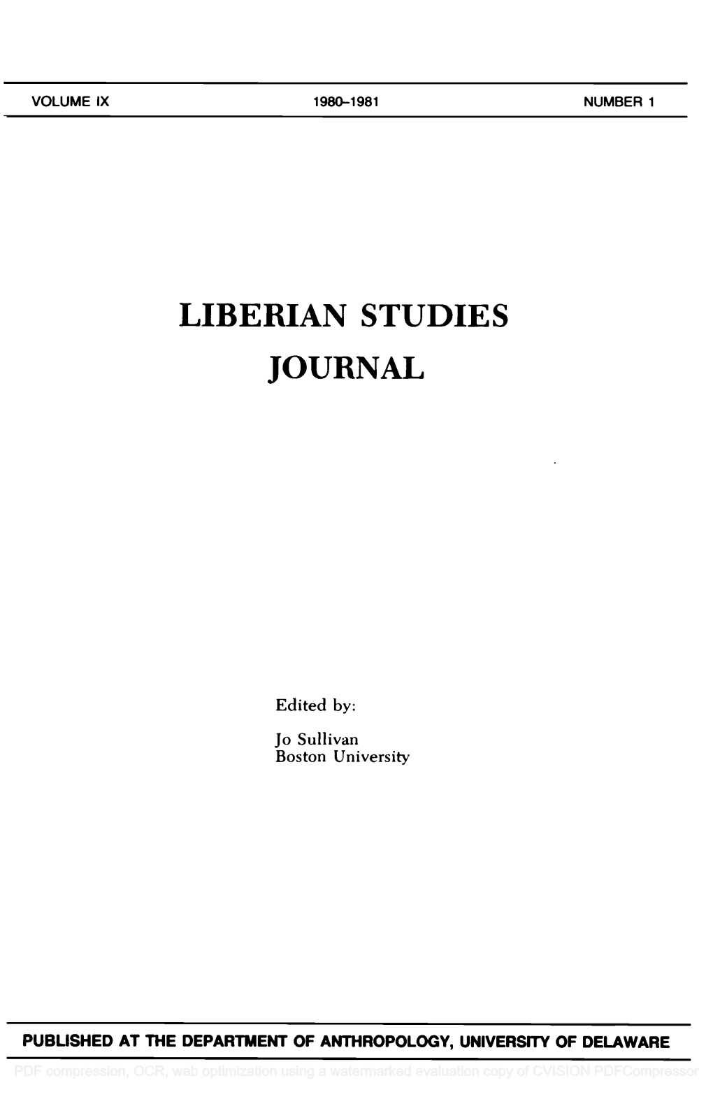 Liberian Studies Journal