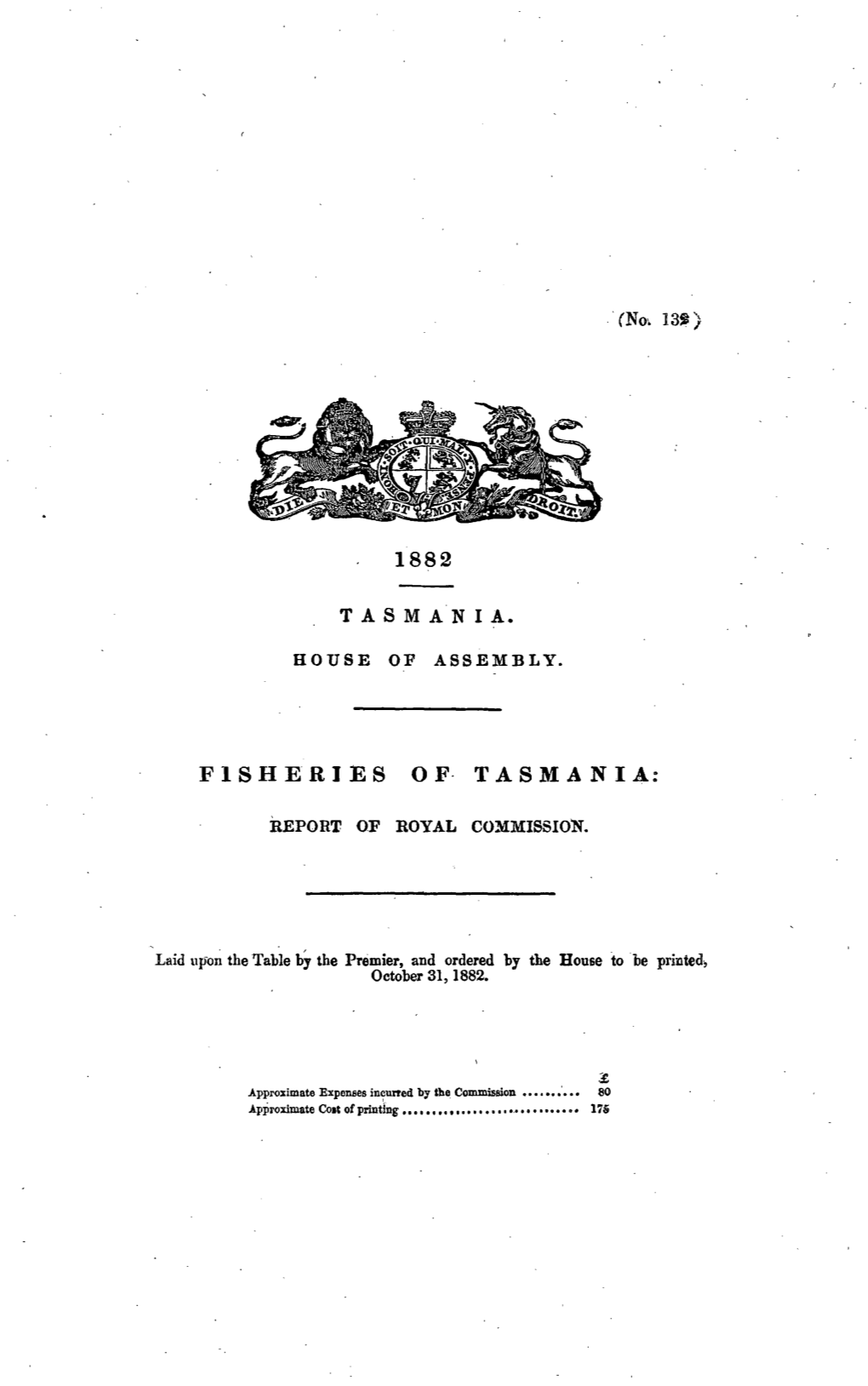 Fisheries of Tasmania: Report of Royal Commission