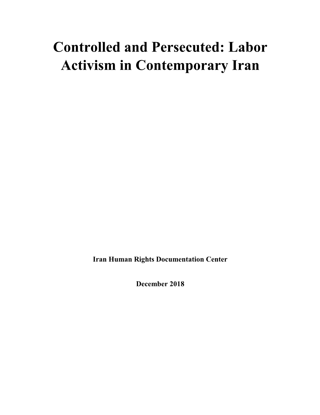 Labor Activism in Contemporary Iran