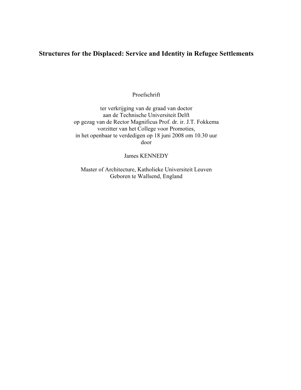 Service and Identity in Refugee Settlements