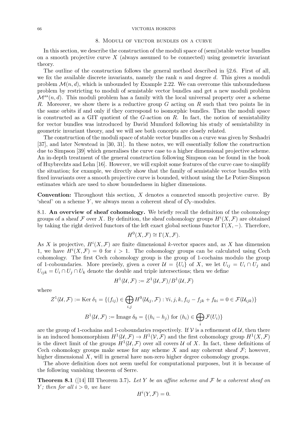 8. Moduli of Vector Bundles on a Curve