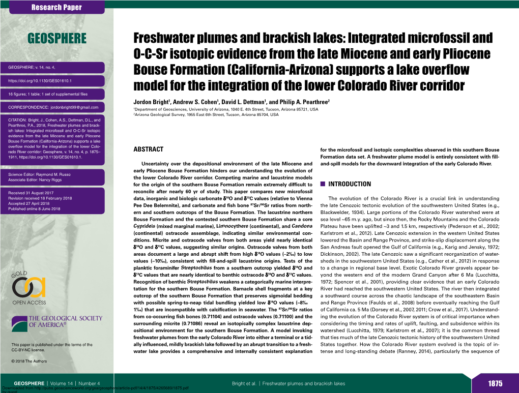 Integrated Microfossil and OC-Sr Isotopic Evidence from the Late