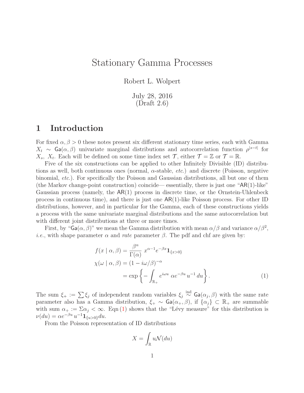 Stationary Gamma Processes