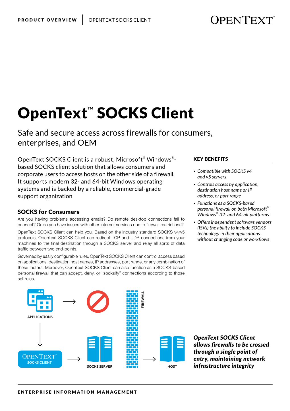 Opentext™ SOCKS Client Safe and Secure Access Across Firewalls for Consumers, Enterprises, and OEM