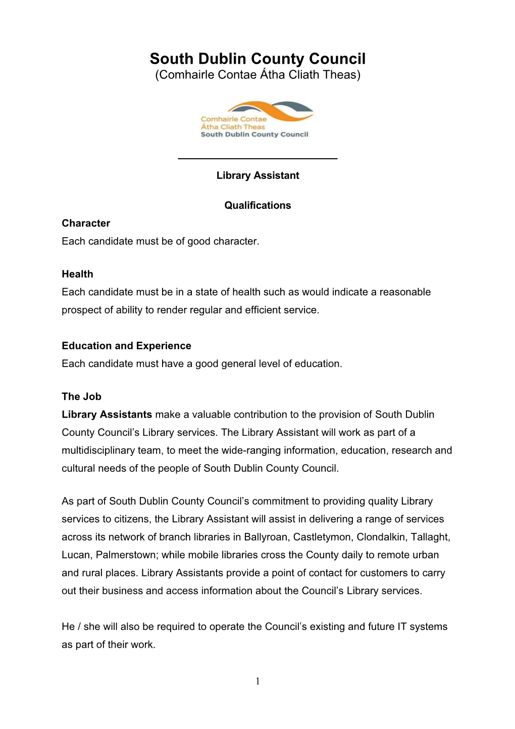 Library Assistant Qualifications And