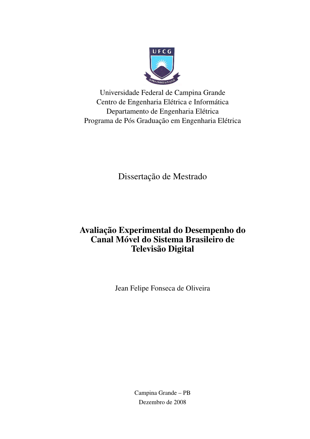 Dissertação De Mestrado Avaliação Experimental Do Desempenho Do