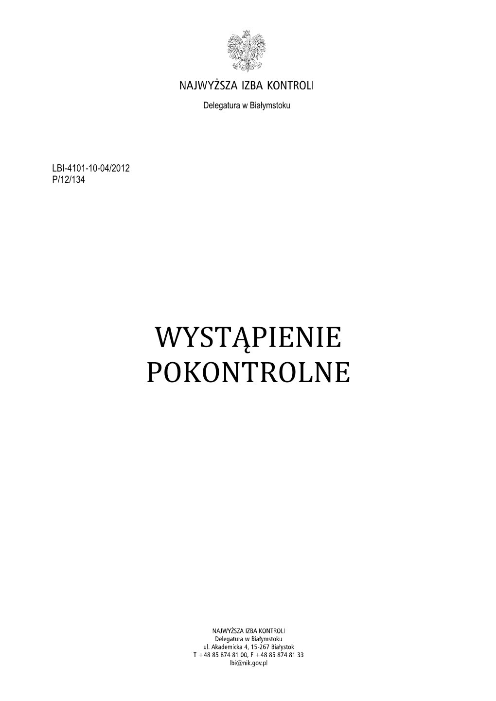 Wystąpienie Pokontrolne