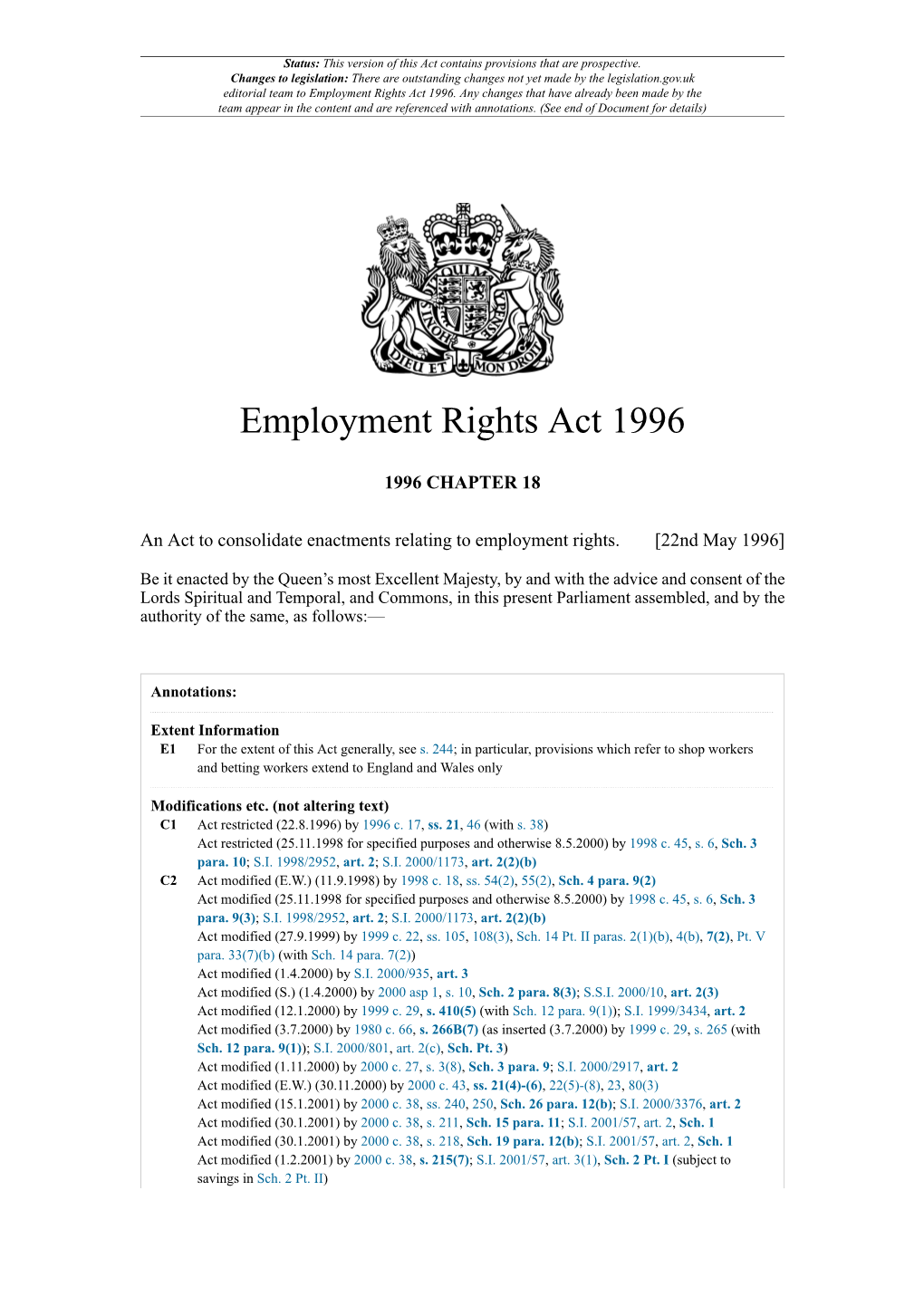 Employment Rights Act 1996