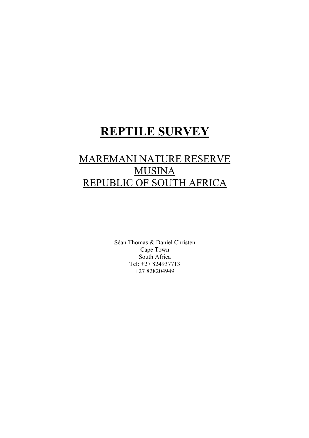 Reptile Survey