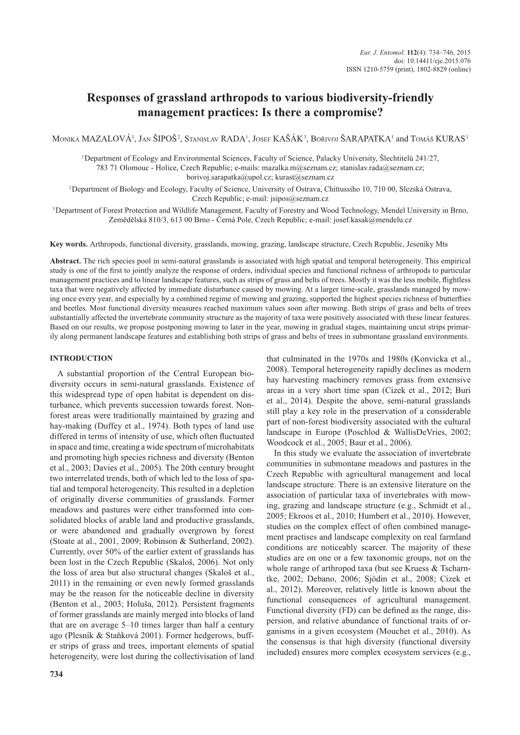 Responses of Grassland Arthropods to Various Biodiversity-Friendly Management Practices: Is There a Compromise?