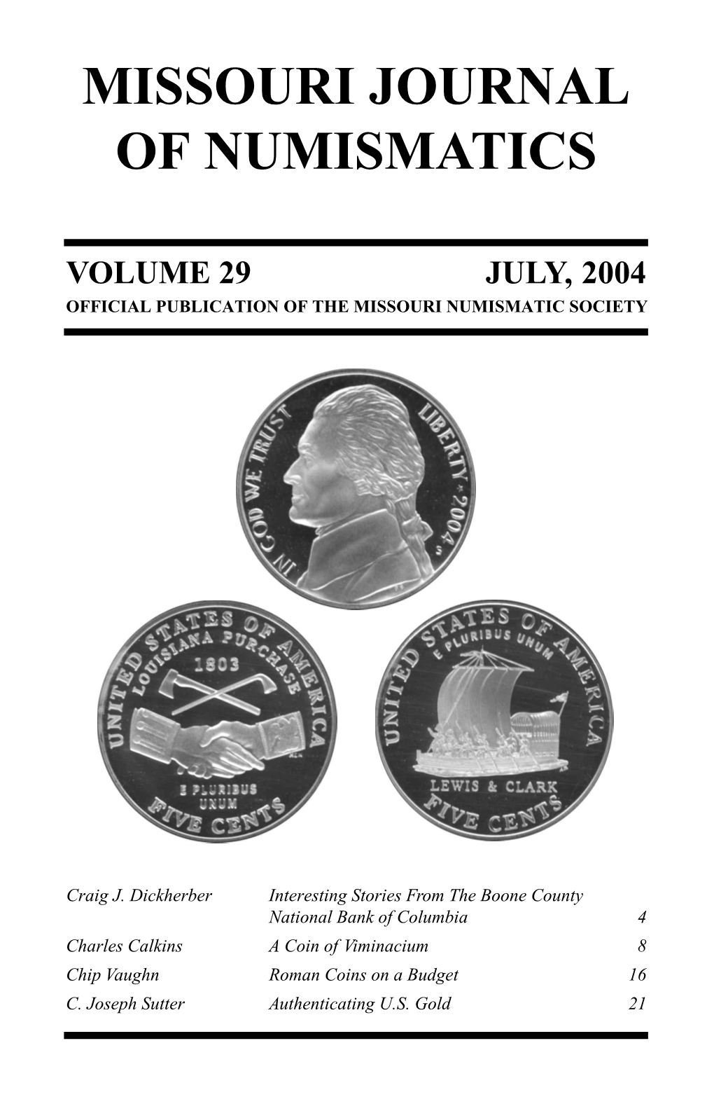 Missouri Journal of Numismatics