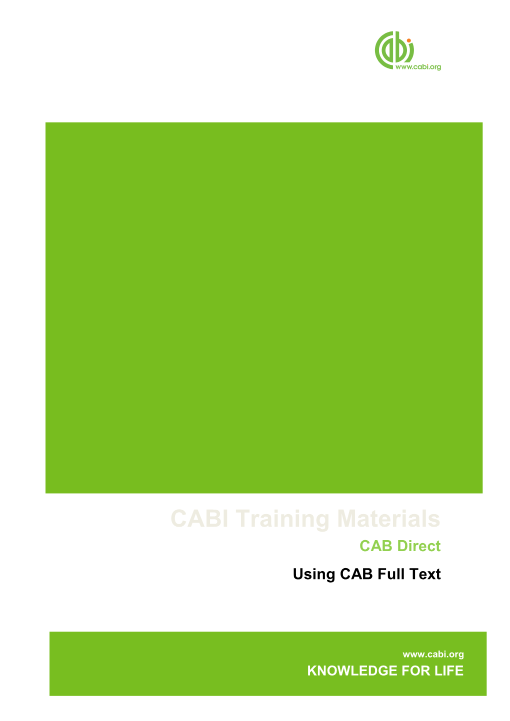 CABI Training Materials CAB Direct