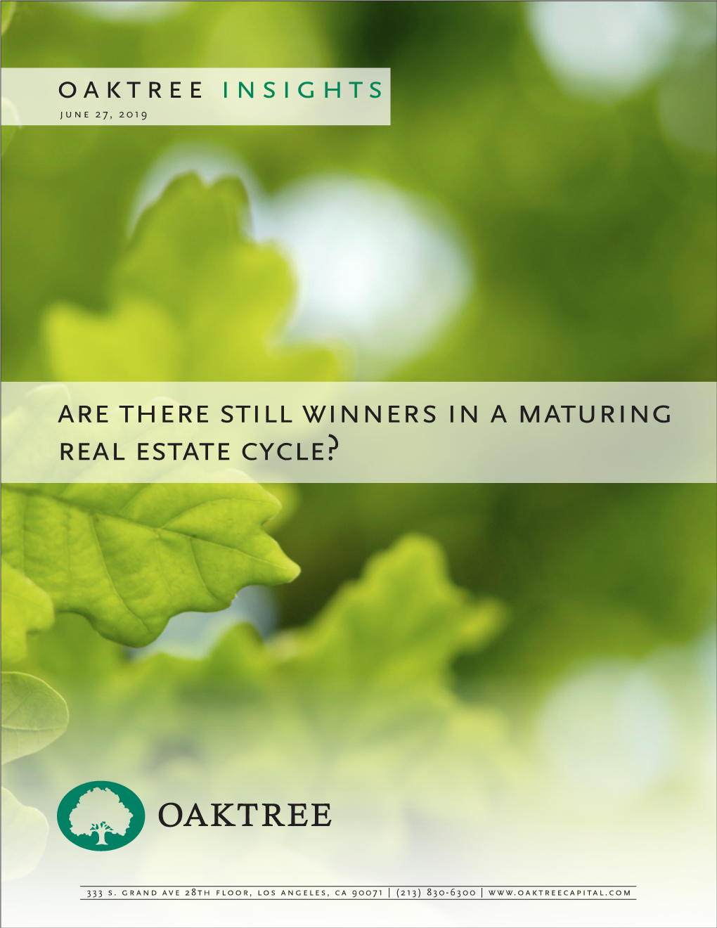 Are There Still Winners in a Maturing Real Estate Cycle?