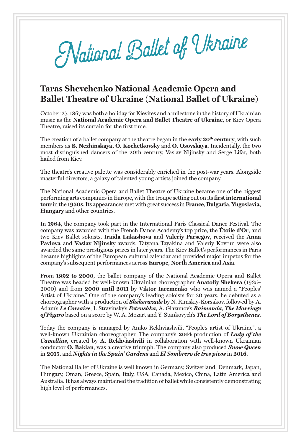 Ational Ballet of Ukraine