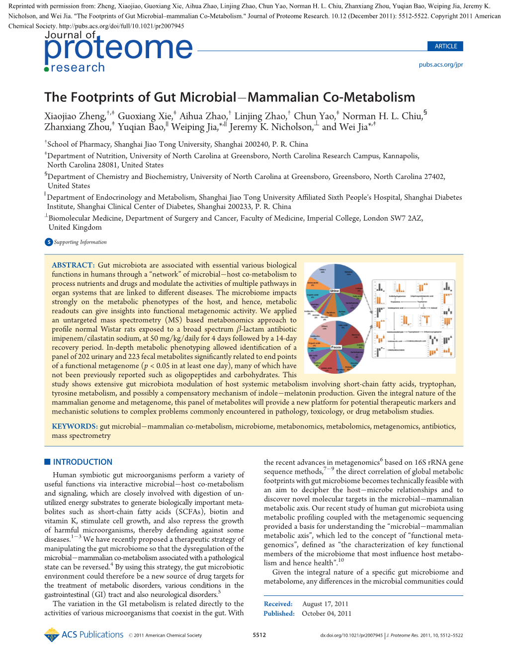 The Footprints of Gut Microbial–Mammalian Co-Metabolism