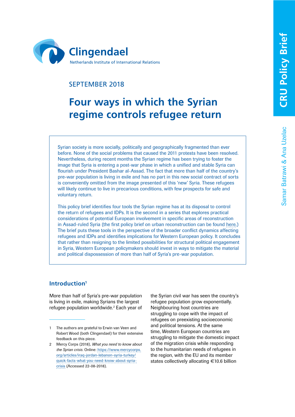 Four Ways in Which the Syrian Regime Controls Refugee Return