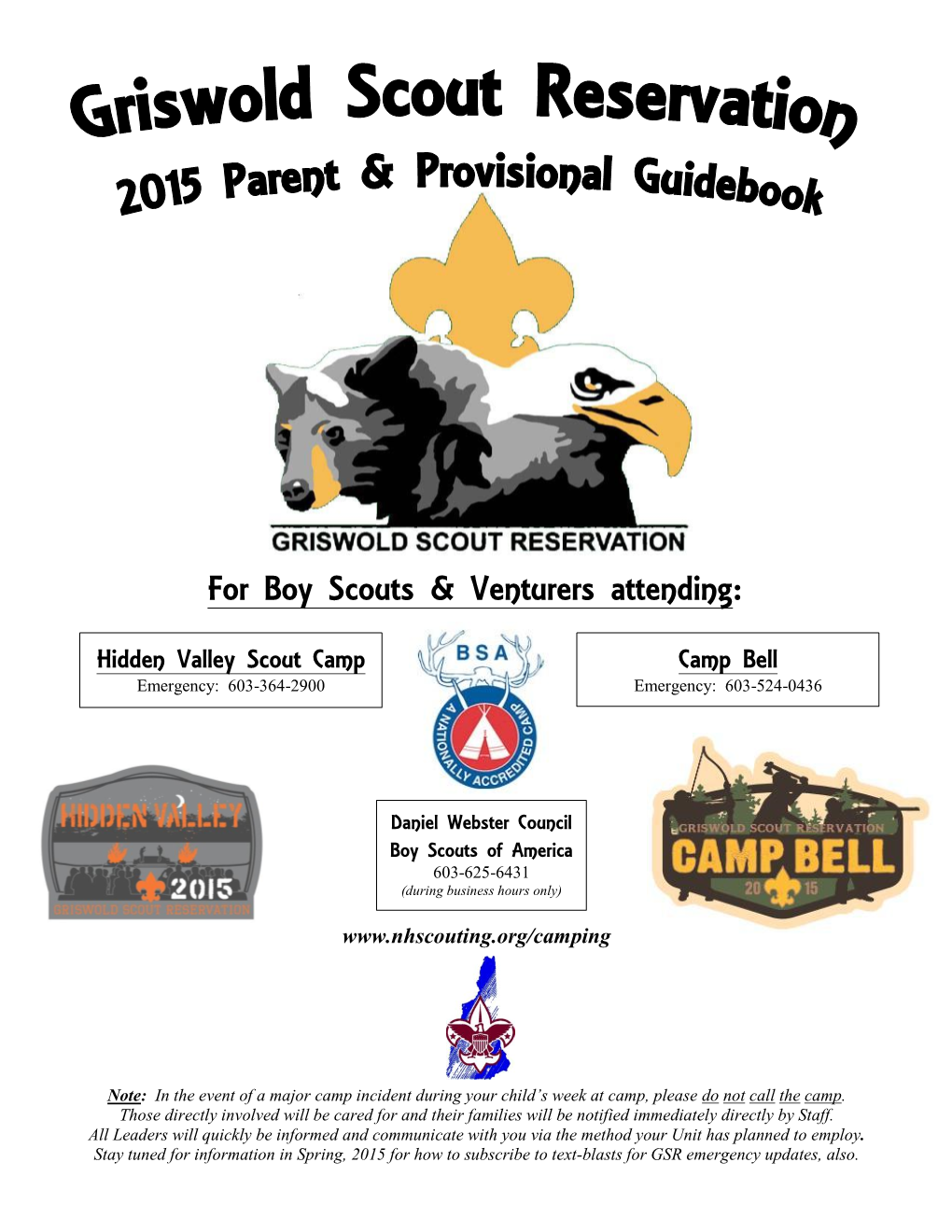 For Boy Scouts & Venturers Attending