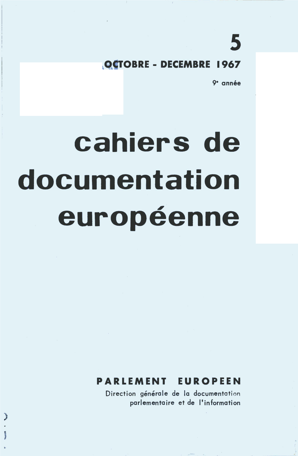 Cahiers De Documentation Européenne