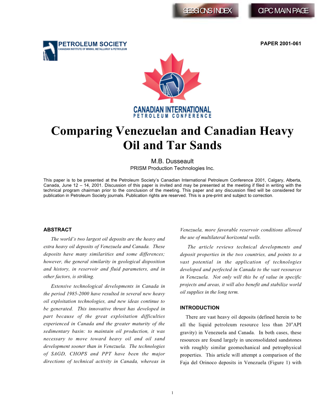 Comparing Venezuelan and Canadian Heavy Oil and Tar Sands