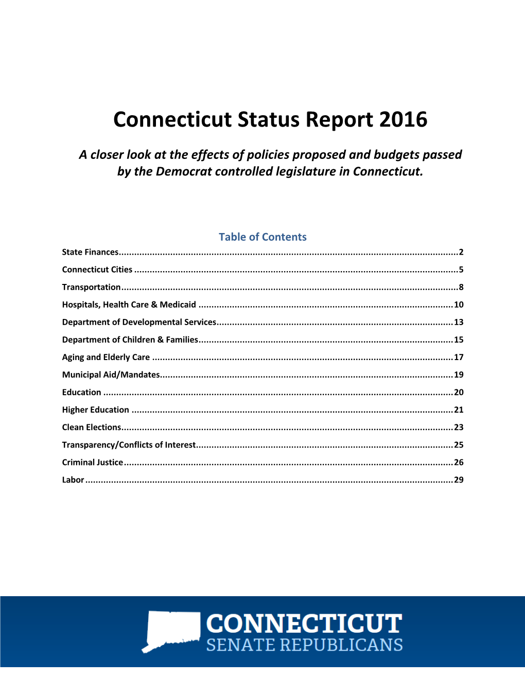 Connecticut Status Report 2016