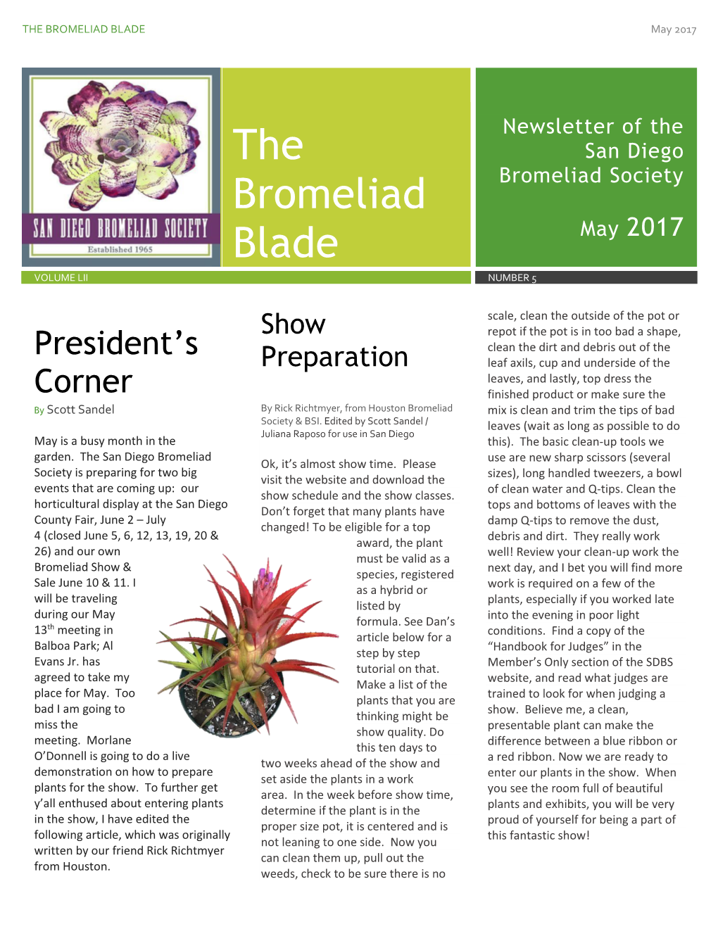 THE BROMELIAD BLADE May 2017