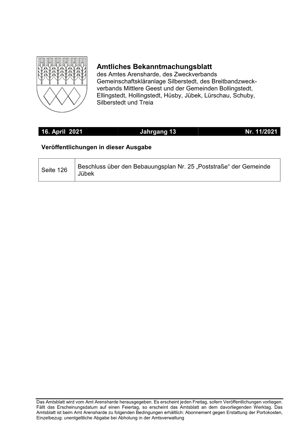 Amt Arensharde – Amtliches Bekanntmachungsblatt Nr. 11