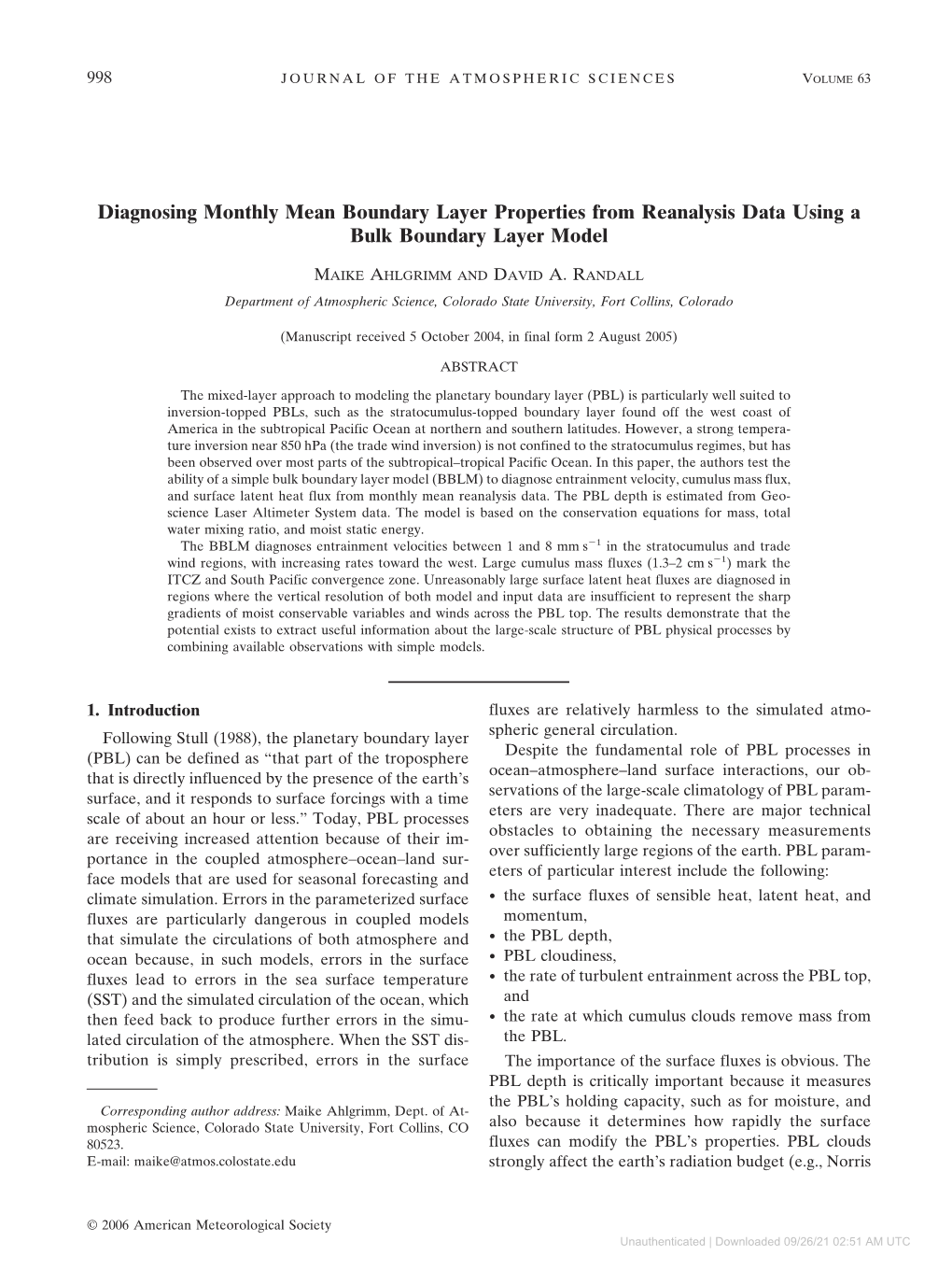 Diagnosing Monthly Mean Boundary Layer Properties from Reanalysis Data Using a Bulk Boundary Layer Model