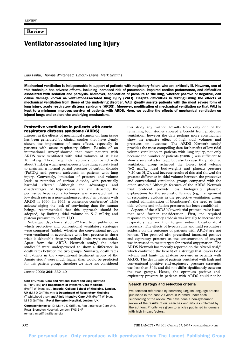 Ventilator-Associated Lung Injury