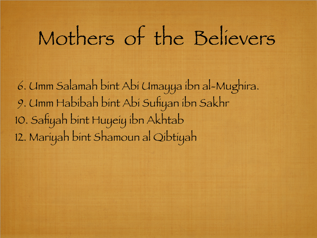 Mothers of the Believers