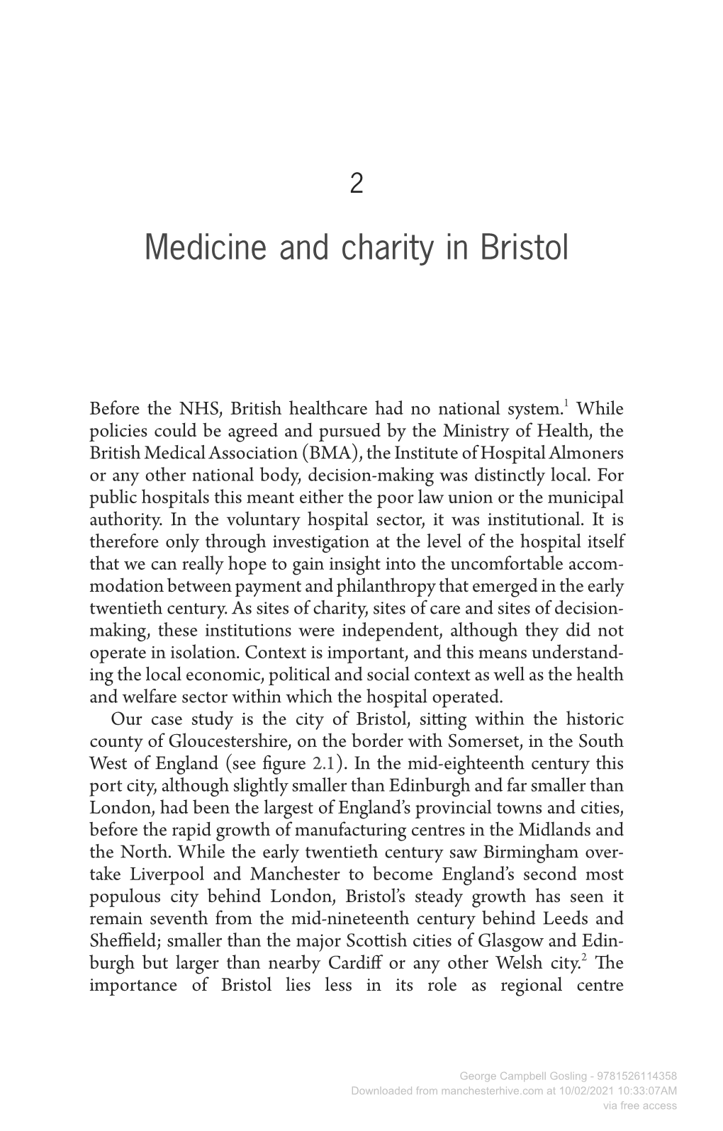 Payment and Philanthropy in British Healthcare, 1918–48