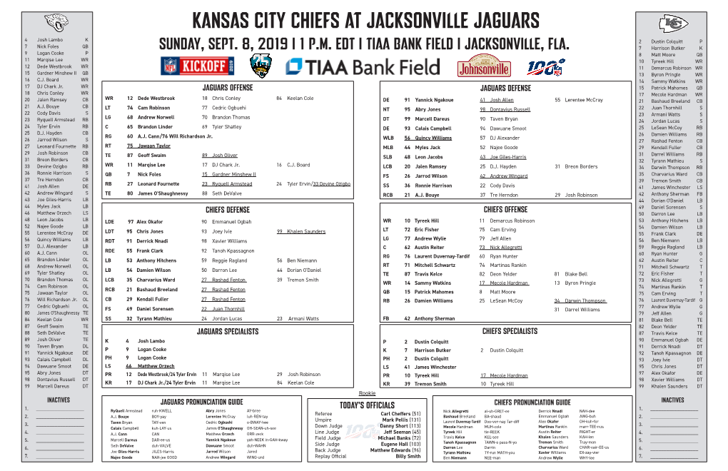 Kansas City Chiefs at Jacksonville Jaguars