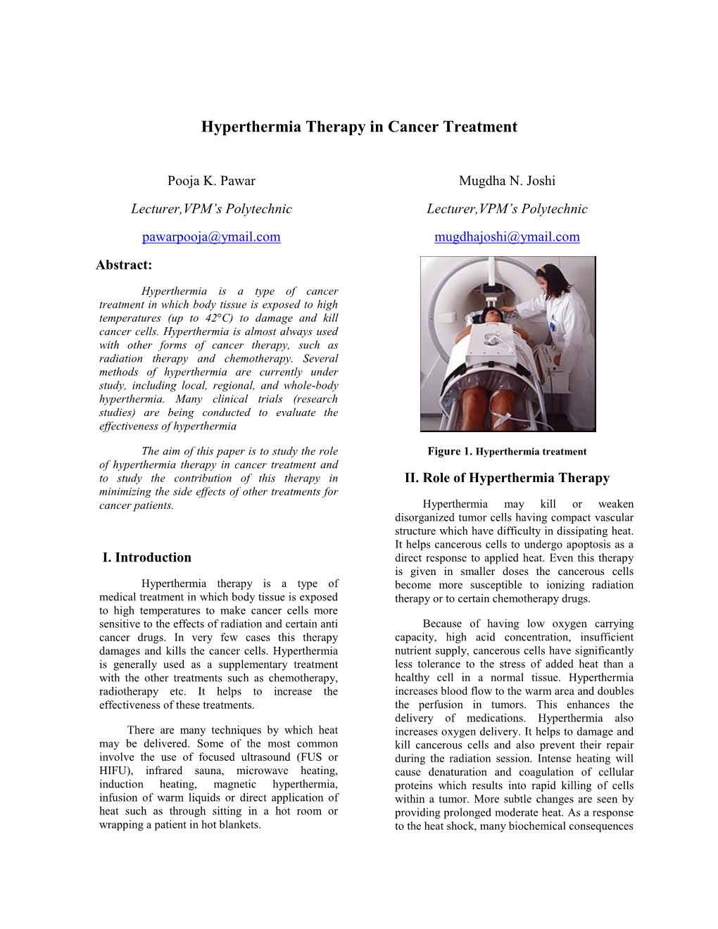 Hyperthermia Therapy in Cancer Treatment
