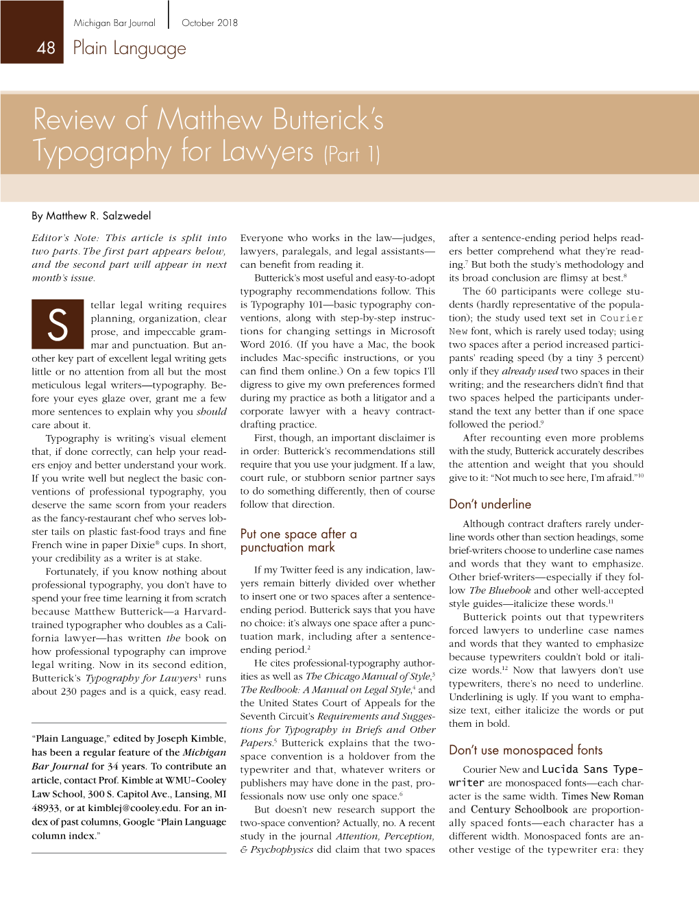 Review of Matthew Butterick's Typography for Lawyers (Part 1)