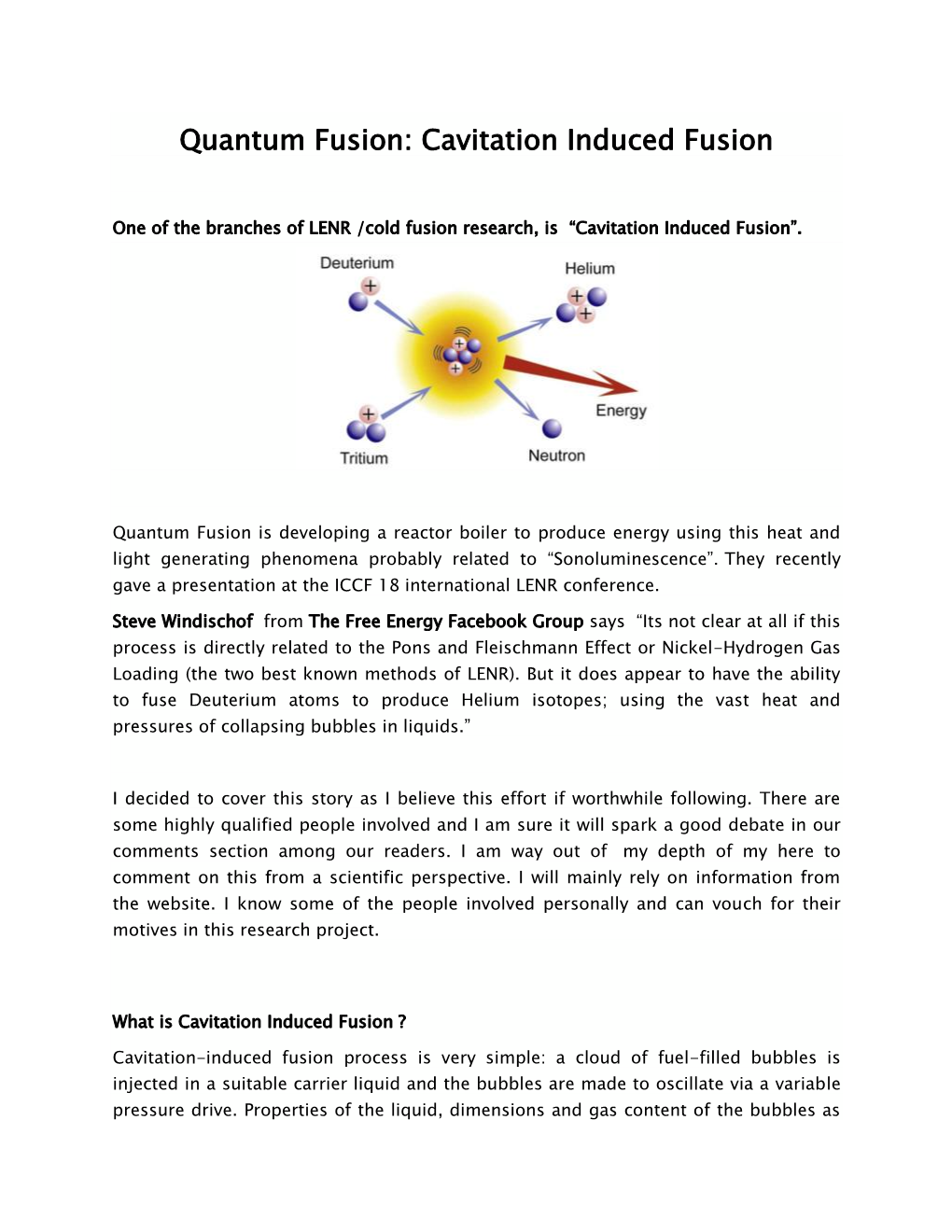 Cavitation Induced Fusion