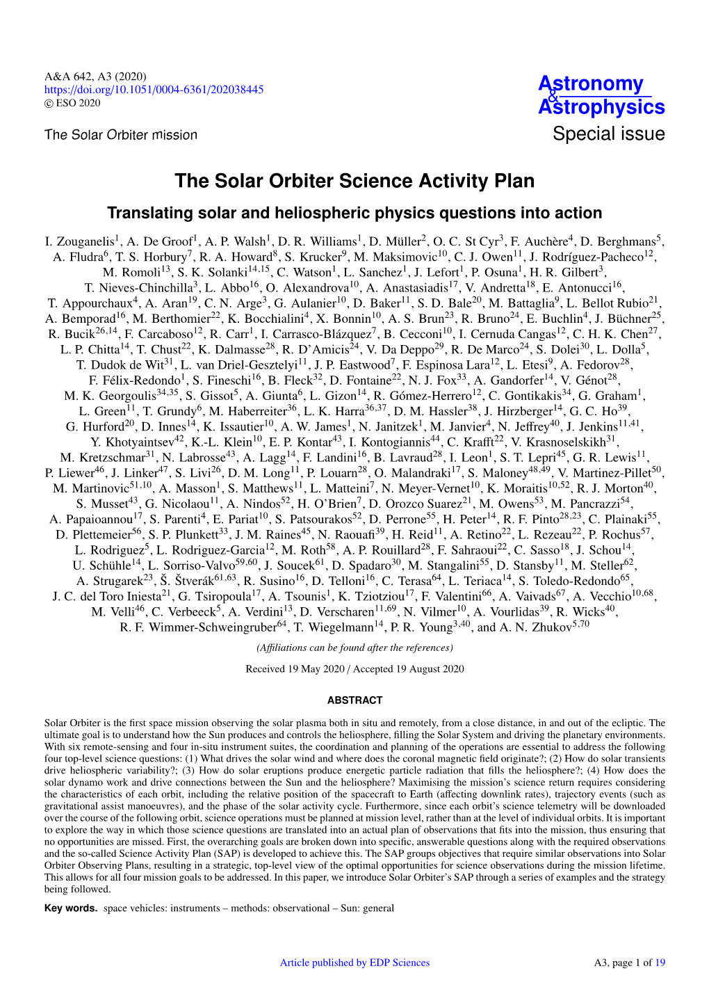 The Solar Orbiter Science Activity Plan Translating Solar and Heliospheric Physics Questions Into Action