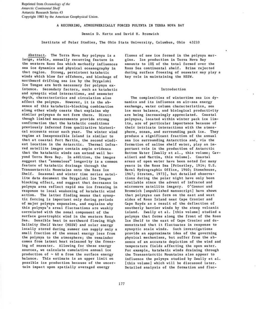 A Recurring, Atmospherically Forced Polynya in Terra Nova Bay