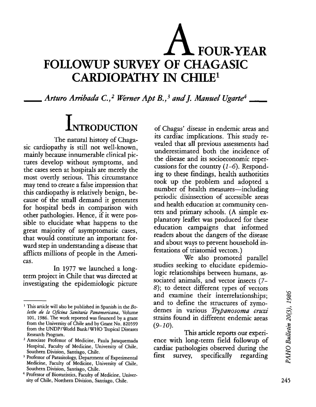 A Four-Year Follow-Upsurvey of Chagasic Cardiopathy in Chile1
