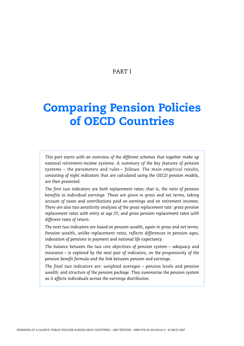 Comparing Pension Policies of OECD Countries