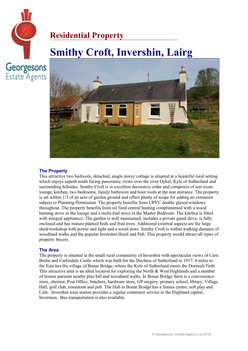 Residential Property Smithy Croft, Invershin, Lairg