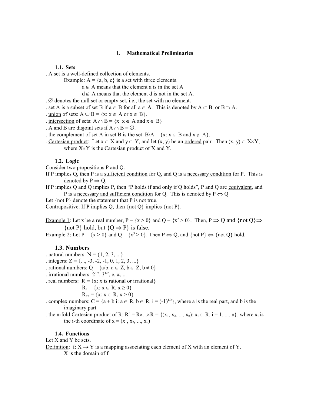 Chapter 1 - Mathematical Preliminaries