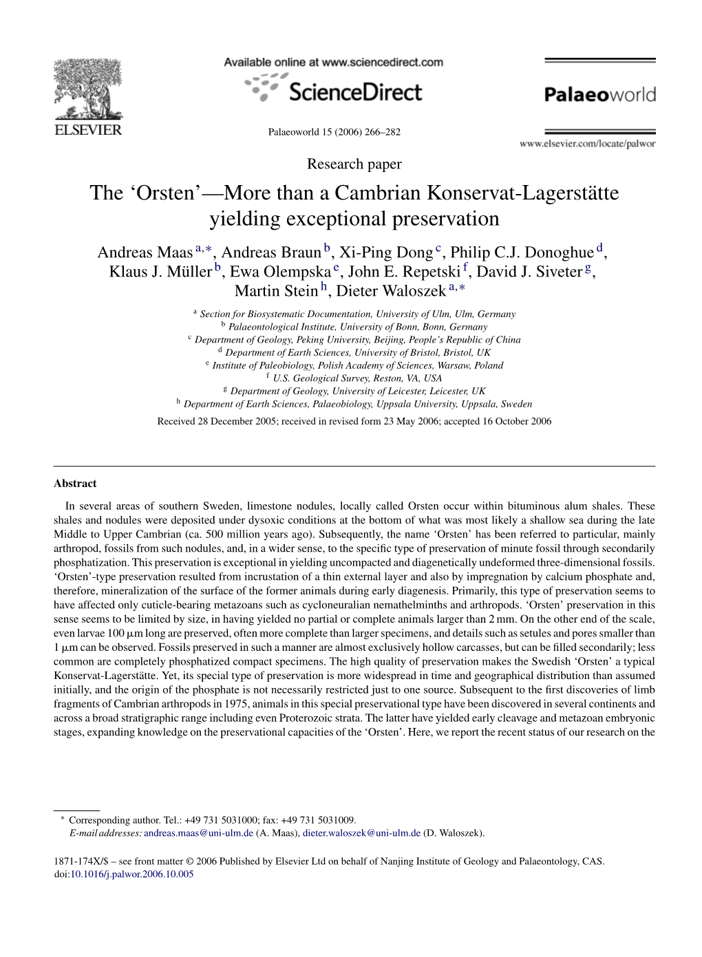 The 'Orsten'—More Than a Cambrian Konservat-Lagerstätte Yielding