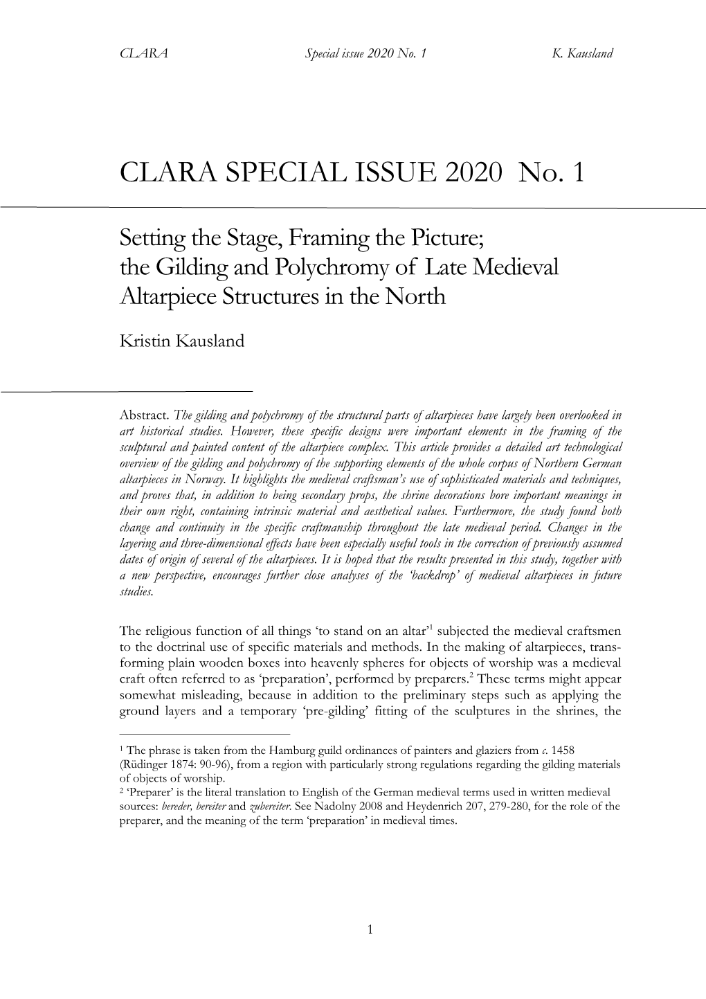 CLARA Special Issue 2020 No. 1 K