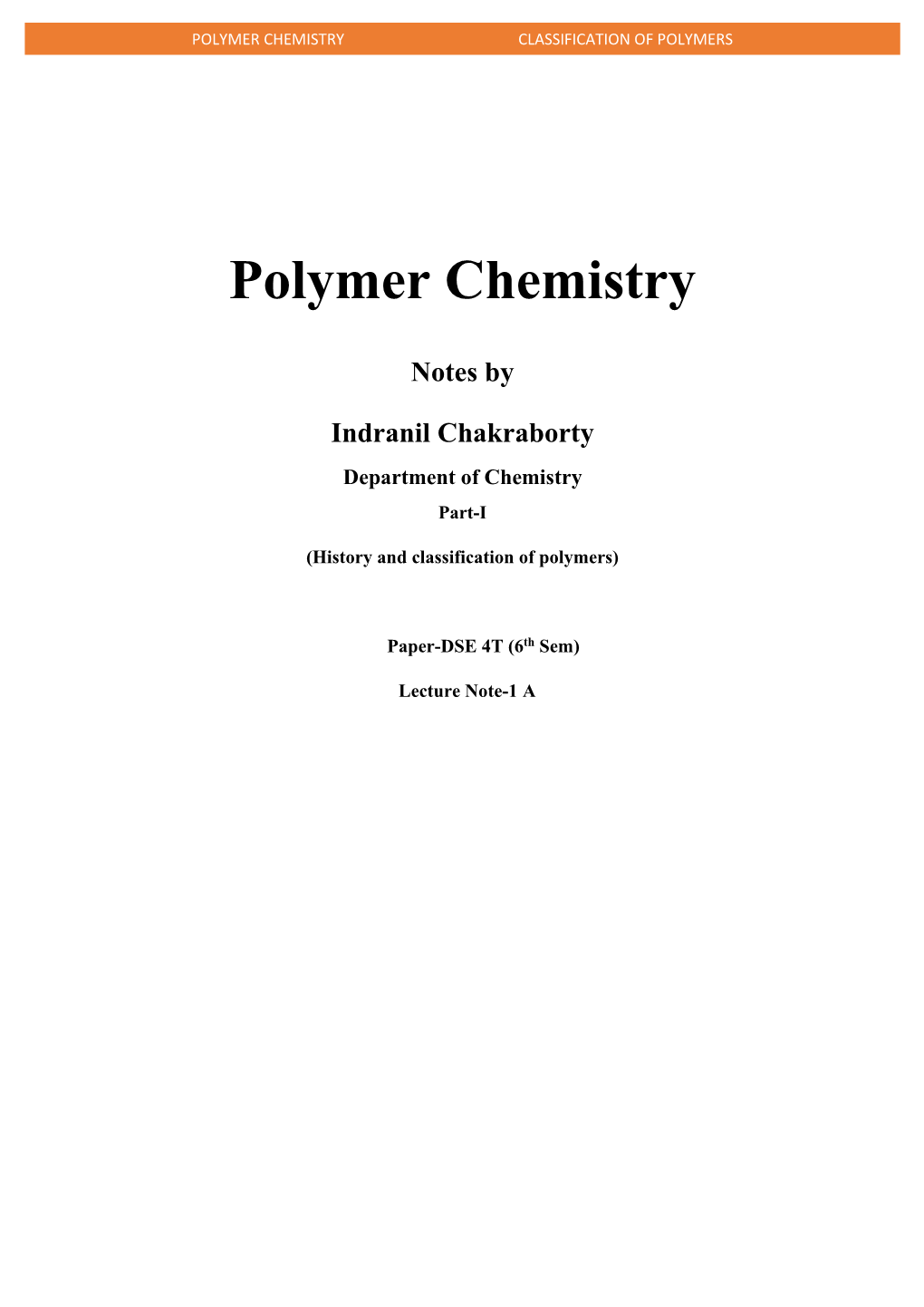 Polymer Chemistry Classification of Polymers